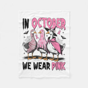 In October We Wear Nk Goose Breast Cancer Awarenes Fleece Blanket