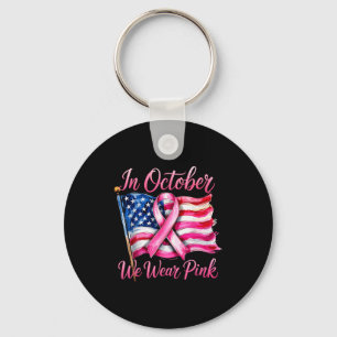 In October We Wear Nk Ribbon 2025 Breast Cancer Aw Keychain