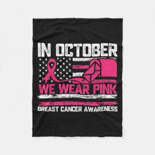 In October We Wear Nk Stal Worker Breast Cancer Fleece Blanket