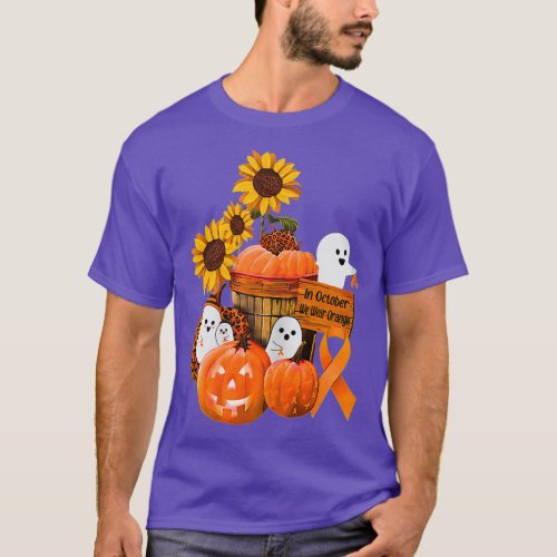 In October We Wear Orange Ghosts amp Pumpkins ADHD T_Shirt
