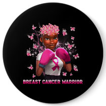 In October We Wear Pink Black Woman Breast Cancer  Button