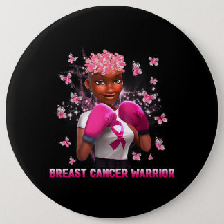 In October We Wear Pink Black Woman Breast Cancer  Button