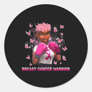 In October We Wear Pink Black Woman Breast Cancer  Classic Round Sticker