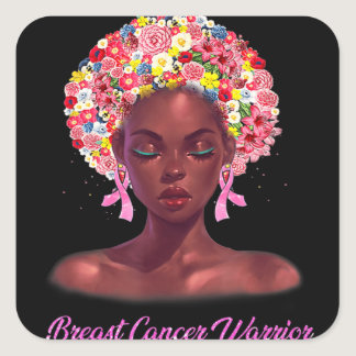 In October We Wear Pink Black Woman Breast Cancer  Square Sticker