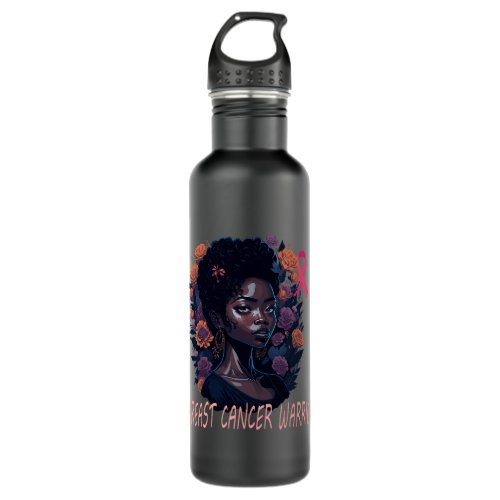 in october we wear pink black woman breast cancer  stainless steel water bottle