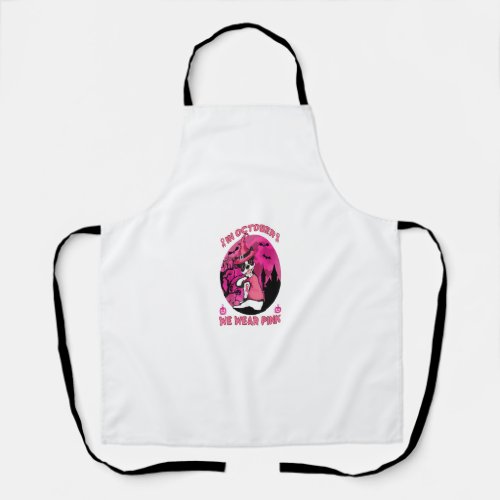 In October We Wear Pink Boston Terrier Cancer Hall Apron