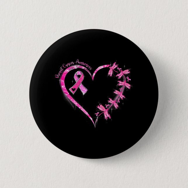 In October We Wear Pink Breast Cancer Awareness Button (Front)