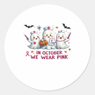 in october we wear pink breast cancer awareness Cl Classic Round Sticker