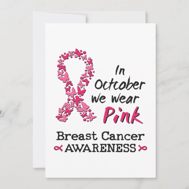In October we wear pink Breast Cancer Awareness Invitation (Front)