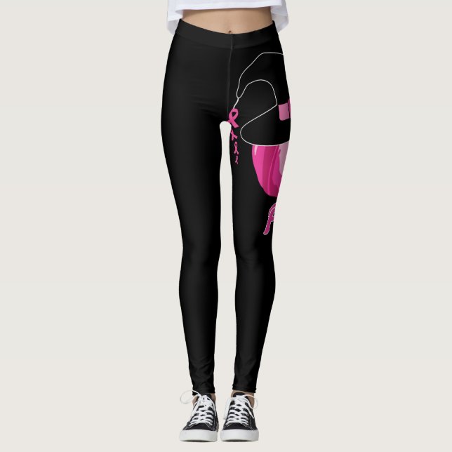 In October We Wear Pink Breast Cancer Awareness Leggings (Front)