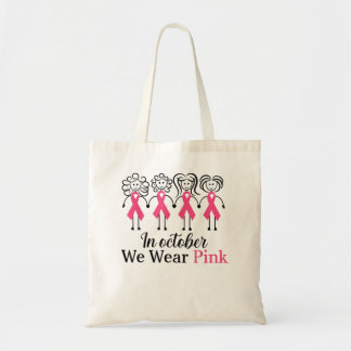 In October We Wear Pink Breast Cancer Awareness Pi Tote Bag