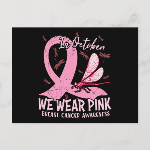 In October We Wear Pink Breast Cancer Awareness Postcard