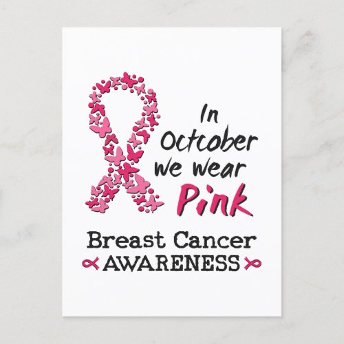 In October we wear pink Breast Cancer Awareness Postcard