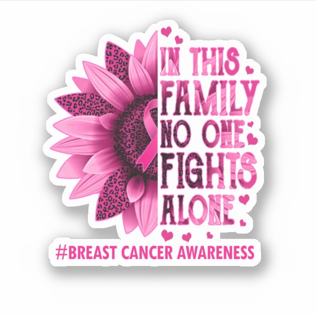In October We Wear Pink Breast Cancer Awareness Sticker (Front)
