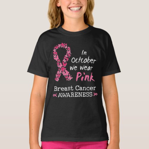 In October we wear pink Breast Cancer Awareness T_Shirt