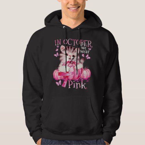 in october we wear pink breast cancer cat pumpkin  hoodie