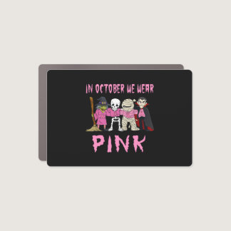 In October We Wear Pink Breast Cancer Halloween Car Magnet