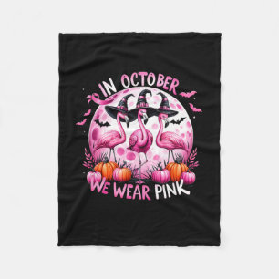 In October We Wear Pink Breast Cancer Halloween Fleece Blanket
