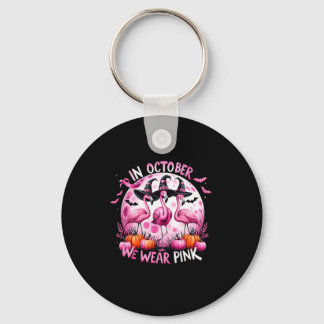In October We Wear Pink Breast Cancer Halloween Keychain