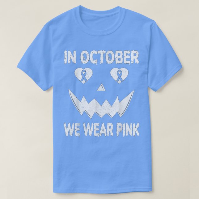 In October We Wear Pink Breast Cancer Jackolantern T-Shirt (Design Front)