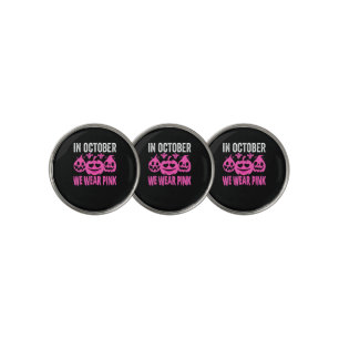 In October We Wear Pink Breast Cancer Pumpkin Hall Golf Ball Marker