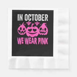 In October We Wear Pink Breast Cancer Pumpkin Hall Napkins