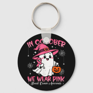 In October We Wear Pink Breast Cancer Shirts Women Keychain