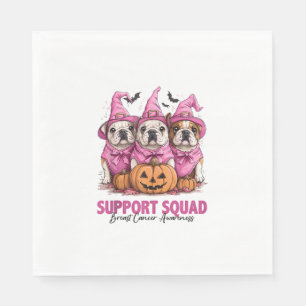 In October We Wear Pink Bulldog Halloween Breast C Napkins