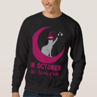 In October We Wear Pink Cat Breast Cancer Awarenes Sweatshirt