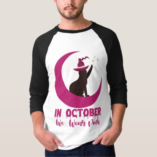 In October We Wear Pink Cat Breast Cancer Awarenes T_Shirt