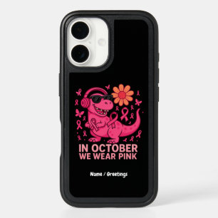 In October We Wear Pink Dinosaur Cancer Awareness iPhone 16 Case