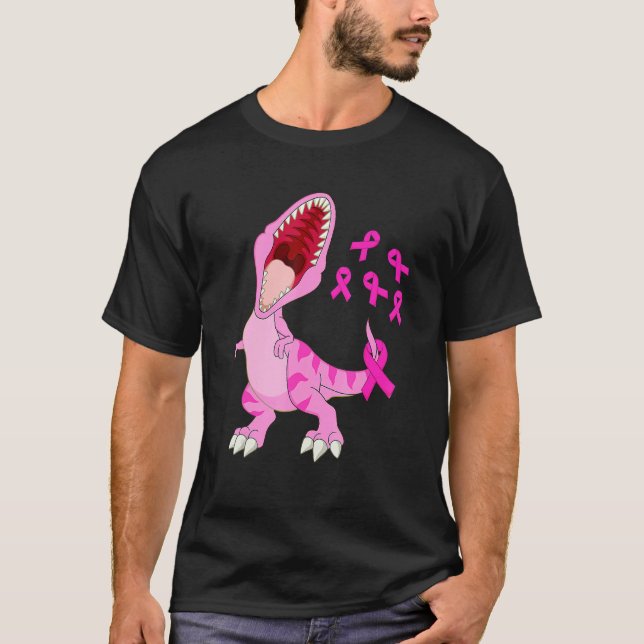 In October We Wear Pink Dinosaur Trex Dino Kid Boy T-Shirt (Front)