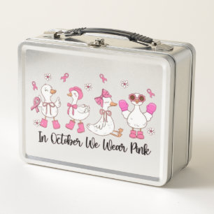 In October We Wear Pink Duck Design 🎀🦆💗 Metal Lunch Box
