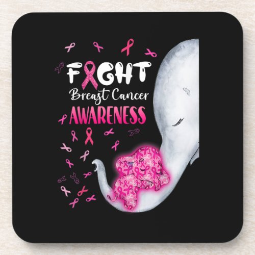 In October We Wear Pink Elephant Breast Cancer Mon Beverage Coaster