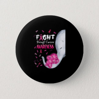 In October We Wear Pink Elephant Breast Cancer Mon Button