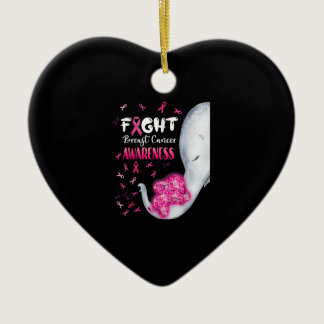 In October We Wear Pink Elephant Breast Cancer Mon Ceramic Ornament
