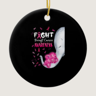 In October We Wear Pink Elephant Breast Cancer Mon Ceramic Ornament