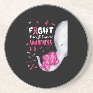 In October We Wear Pink Elephant Breast Cancer Mon Coaster