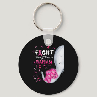 In October We Wear Pink Elephant Breast Cancer Mon Keychain