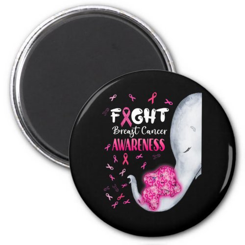 In October We Wear Pink Elephant Breast Cancer Mon Magnet