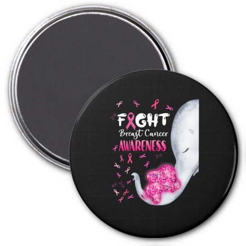 In October We Wear Pink Elephant Breast Cancer Mon Magnet