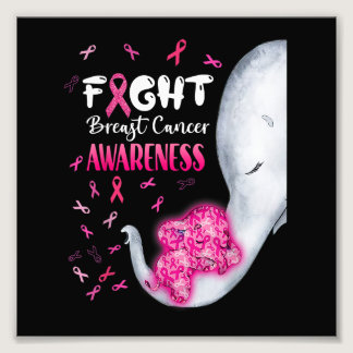In October We Wear Pink Elephant Breast Cancer Mon Photo Print