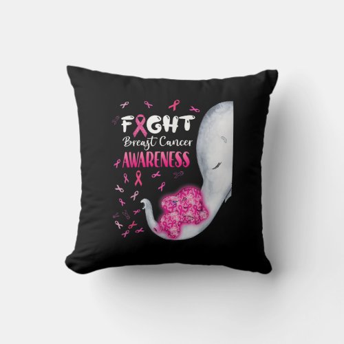 In October We Wear Pink Elephant Breast Cancer Mon Throw Pillow