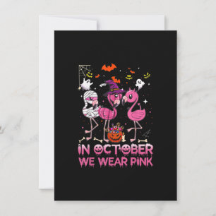 In October We Wear Pink Flamingo Halloween Breast Invitation