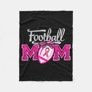 In October We Wear Pink Football Mom Breast Cancer Fleece Blanket