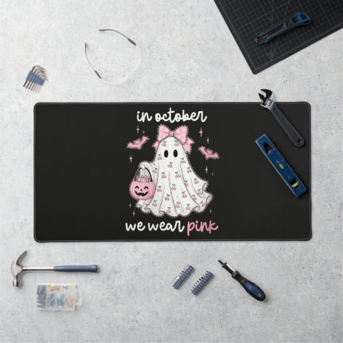 in October We Wear Pink Ghost Halloween Desk Mat