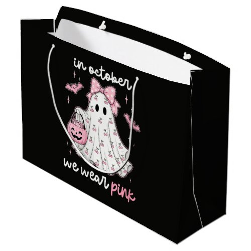 in October We Wear Pink Ghost Halloween Large Gift Bag