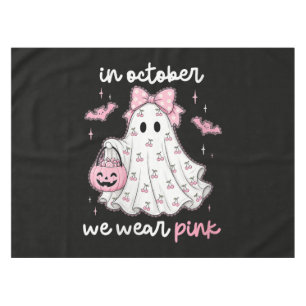 in October We Wear Pink Ghost Halloween Tablecloth