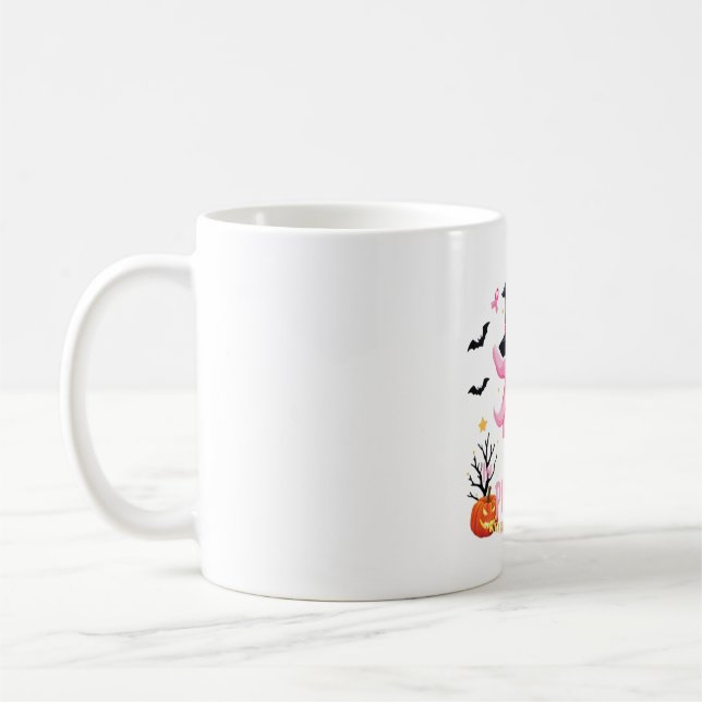 In October We Wear Pink Ghost Witch Breast Cancer  Coffee Mug (Left)