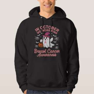 In October We Wear Pink Ghost Witch Breast Cancer Hoodie